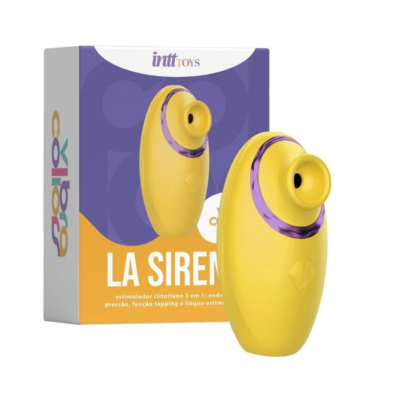 Estimulador Clitoriano 3 em 1 La Sirena Amarelo com Roxo