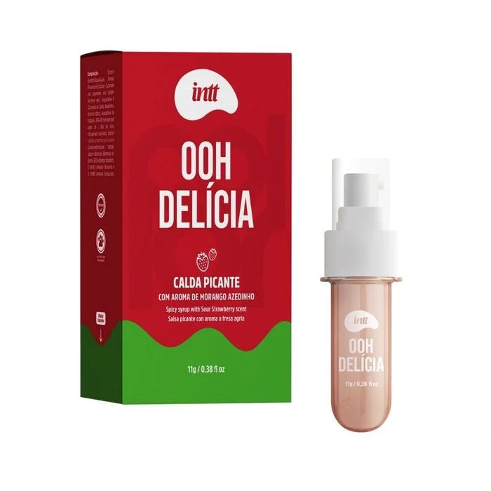 Ooh Delícia Calda Beijável Com Efeito Picante De Sabor De Morango Azedinho 11G