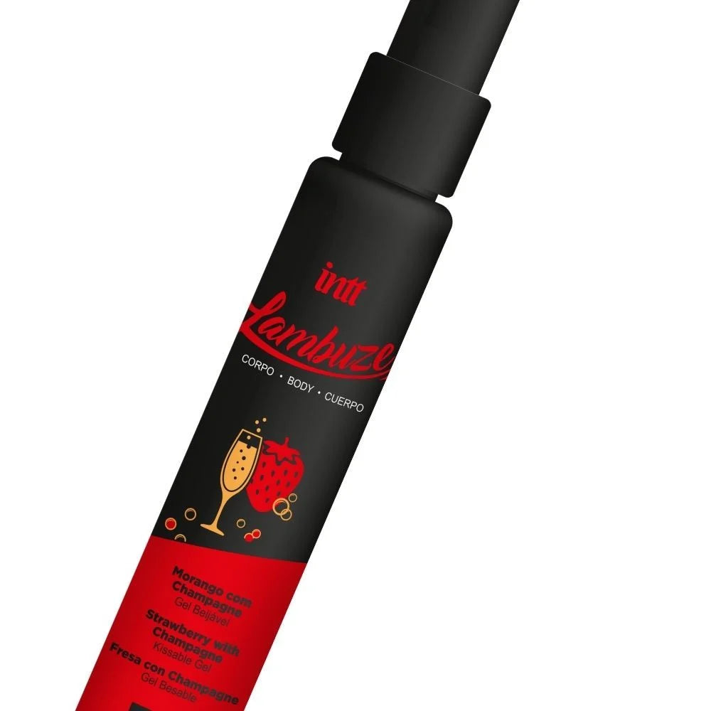 Lambuze Morango Com Champagne Gel Beijável Com Efeito Quente 55Ml