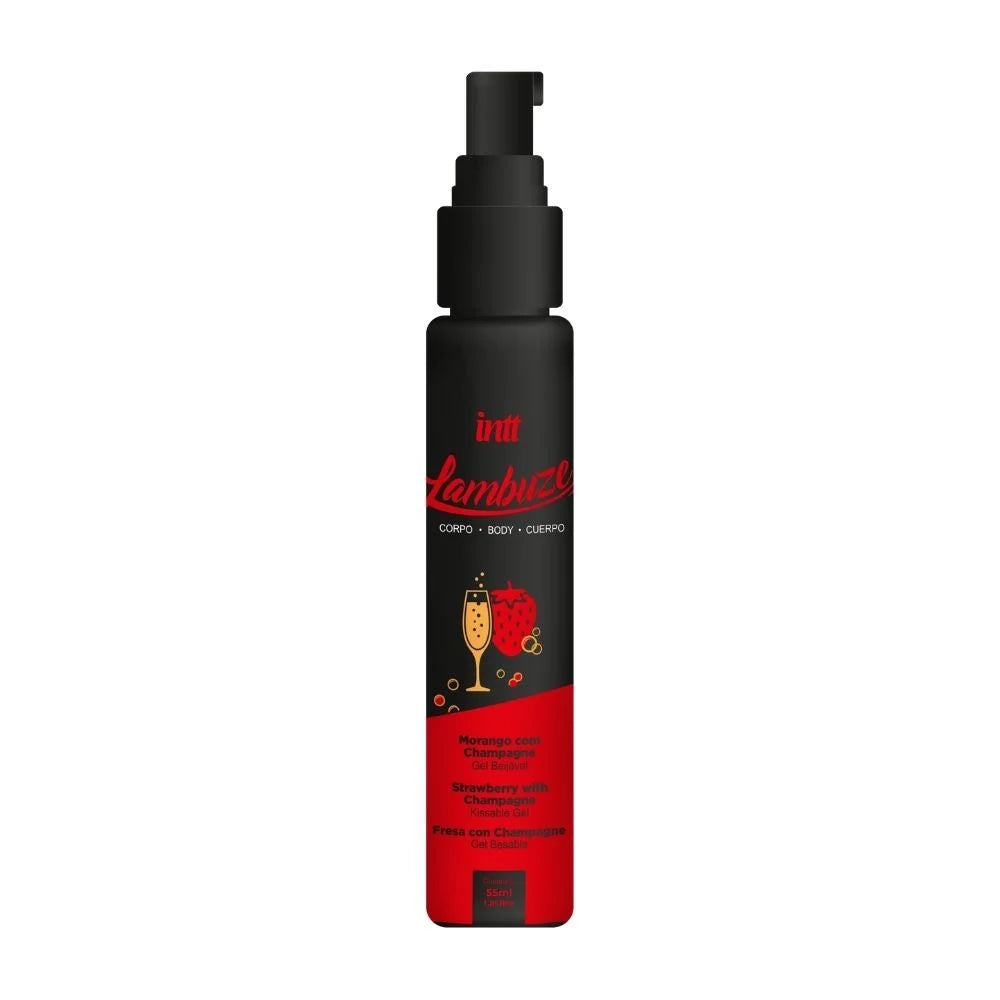 Lambuze Morango Com Champagne Gel Beijável Com Efeito Quente 55Ml
