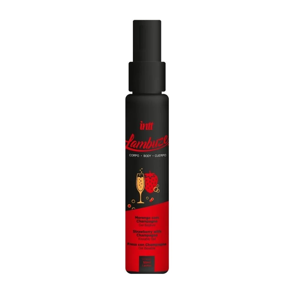 Lambuze Morango Com Champagne Gel Beijável Com Efeito Quente 55Ml