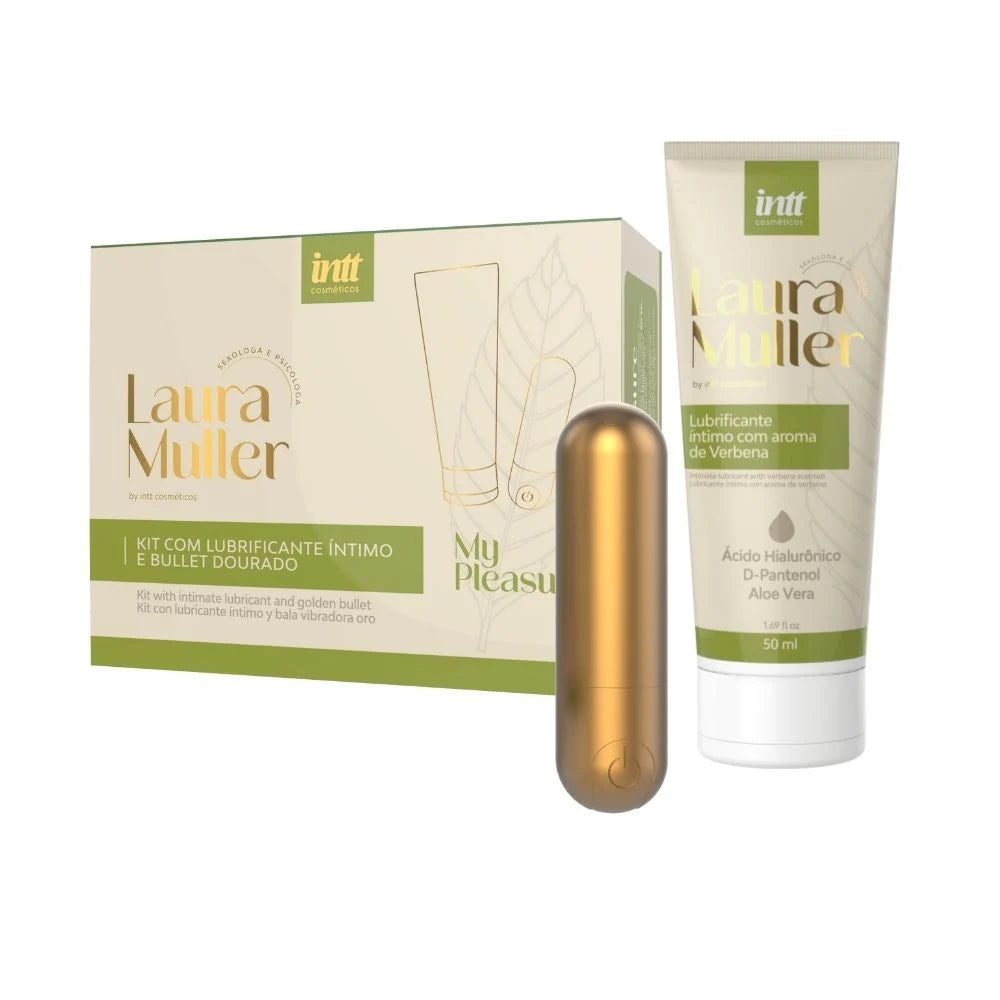 Kit My Pleasure By Laura Muller Bullet Dourado 9 Intensidades E Lubrificante Íntimo 50G