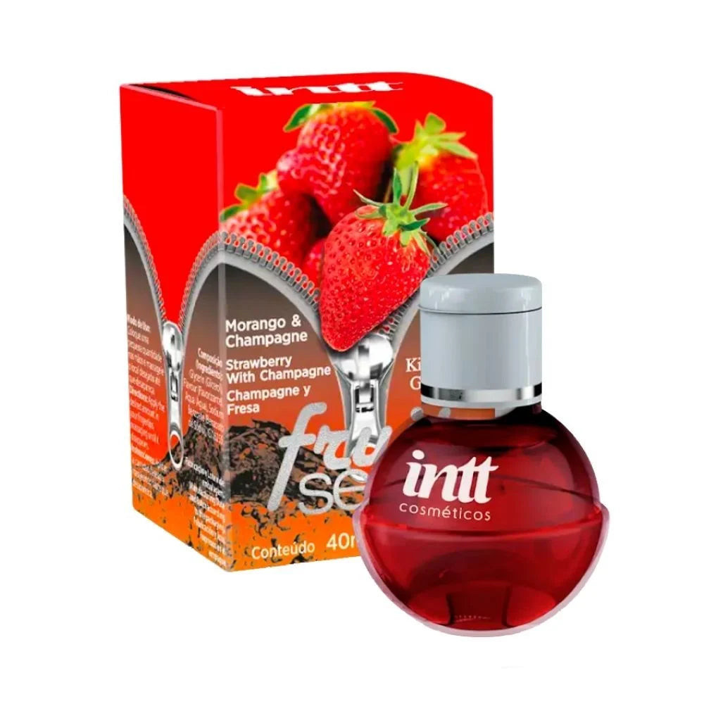 Fruit Sexy Morango Com Champagne Gel Beijável Com Efeito Quente 40G