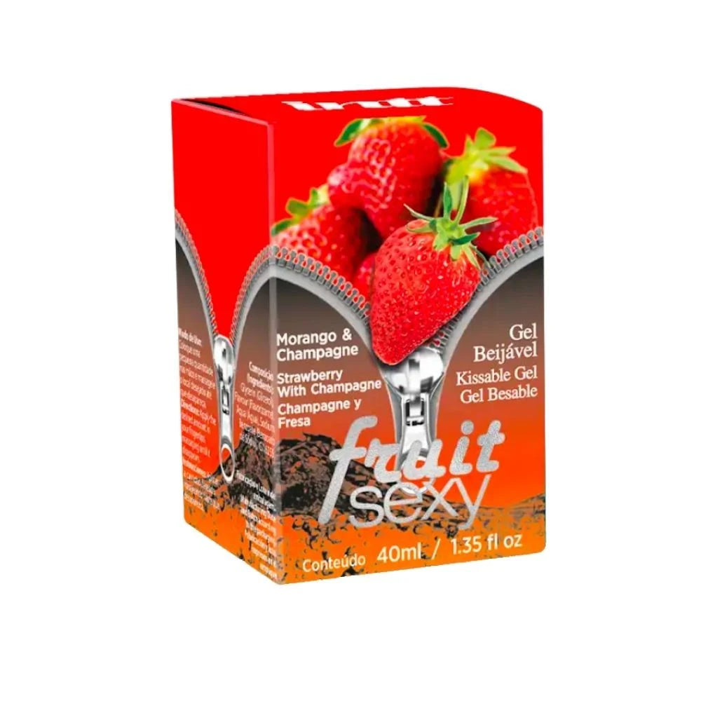 Fruit Sexy Morango Com Champagne Gel Beijável Com Efeito Quente 40G