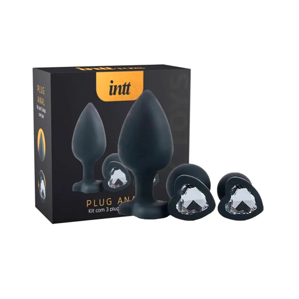 Plug Anal Em Formato De Coração Kit Com 3 Tamanhos: P, M, G