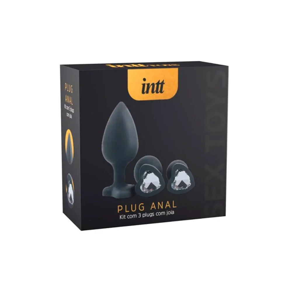 Plug Anal Em Formato De Coração Kit Com 3 Tamanhos: P, M, G