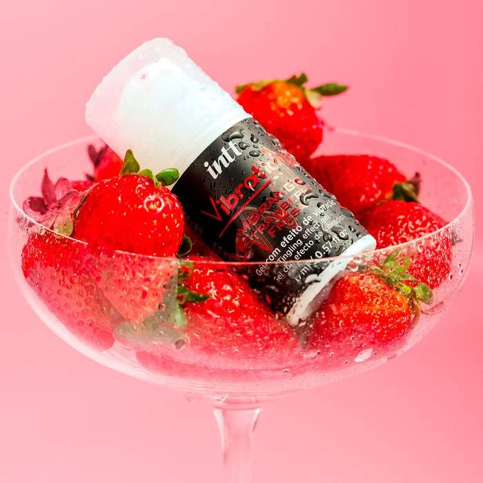Vibration Morango Gel Com Efeito De Vibração, Pulsação E Aquecimento 17Ml